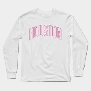 Houston Hot Pink Outline Long Sleeve T-Shirt